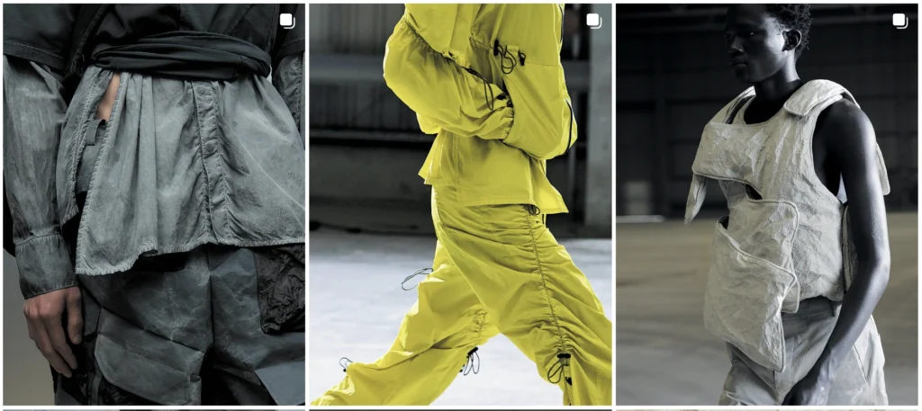 A-Cold-Wall incorporates cyberpunk elements into its clothing designs.