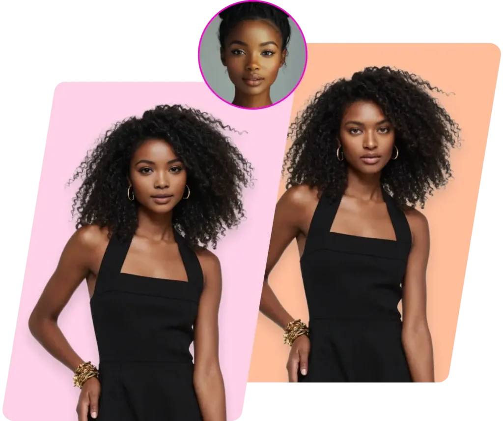 Fashion Diffusion's Swap Face leverages cutting-edge AI to perfectly match lighting, skin tones, and angles.