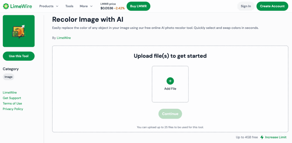 AI Recolor: LimeWire