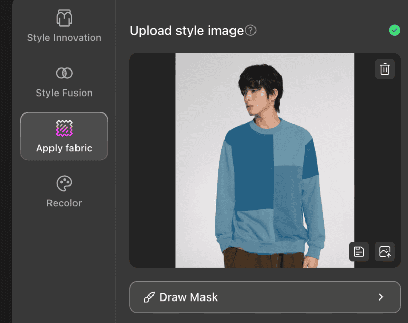 Apply fabric-upload style image
