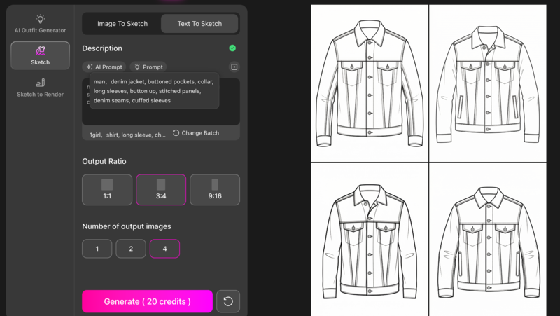 Fashion Diffusion-Text to Sketch