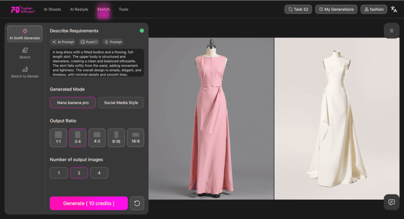 AI fashion design tools helps to organize scattered idea into visual.