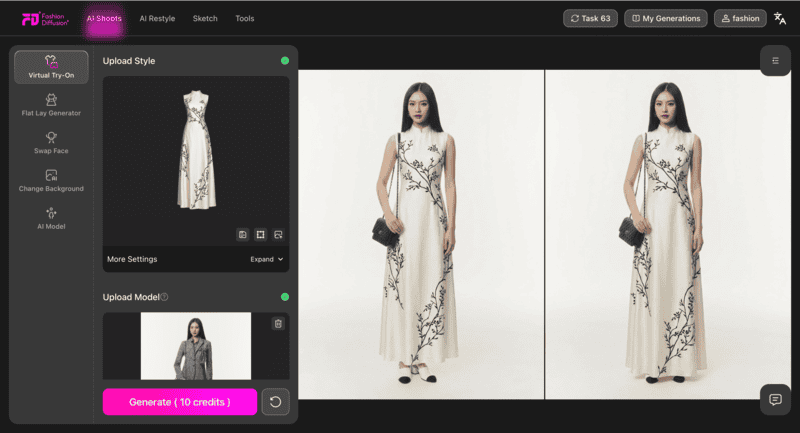 Virtual Try-On allows to see how the garment looks on models