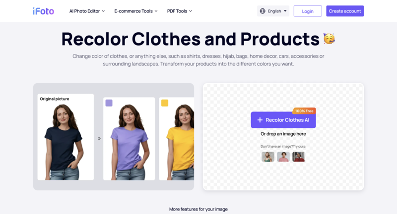 2. AI shirt color changer-iFoto