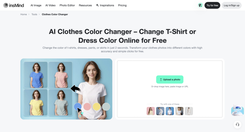 6. AI shirt color changer-Insmind