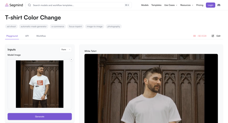 7. AI shirt color changer-Segmind