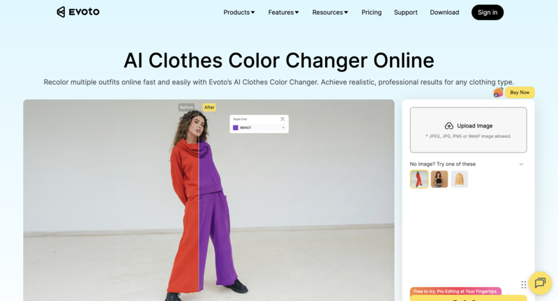 9. AI shirt color changer-Evoto