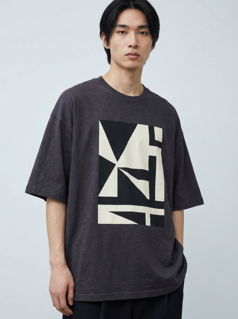 Option 2: Use AI Outfit Generator feature for modern geometric graphic design.