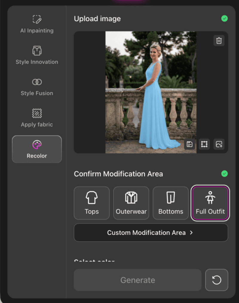 Step 2: Select the modification area.