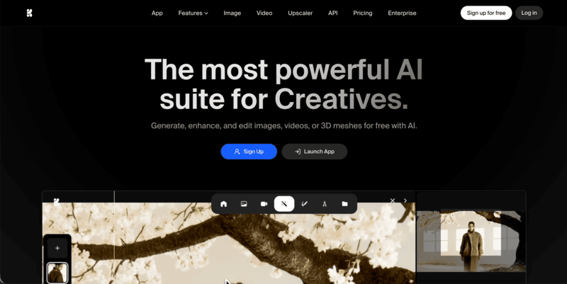 The homepage of Krea’s official website.