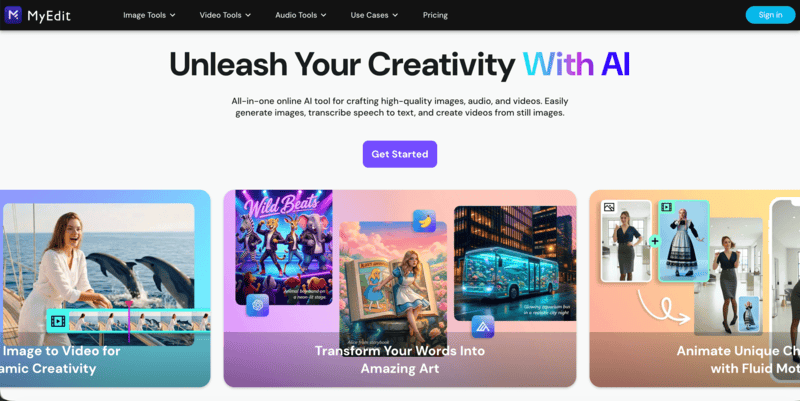 The homepage of MyEdit’s official website.