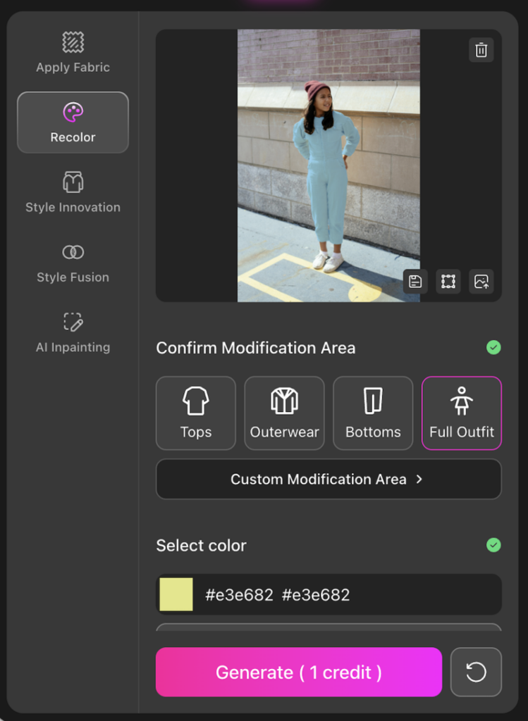 AI recolor clothes-upload image