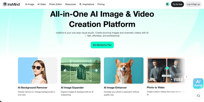 The homepage of insMind’s official website.