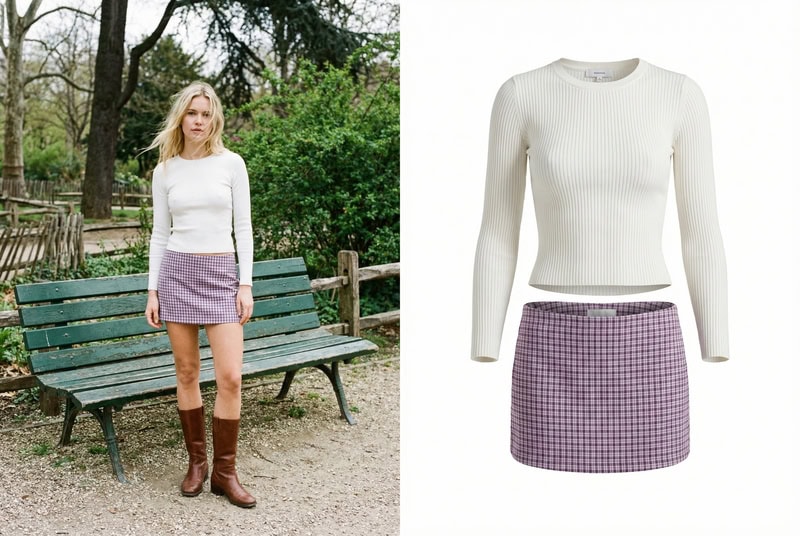 AI ghost mannequin generator transforming a model outfit into invisible mannequin clothing product image.