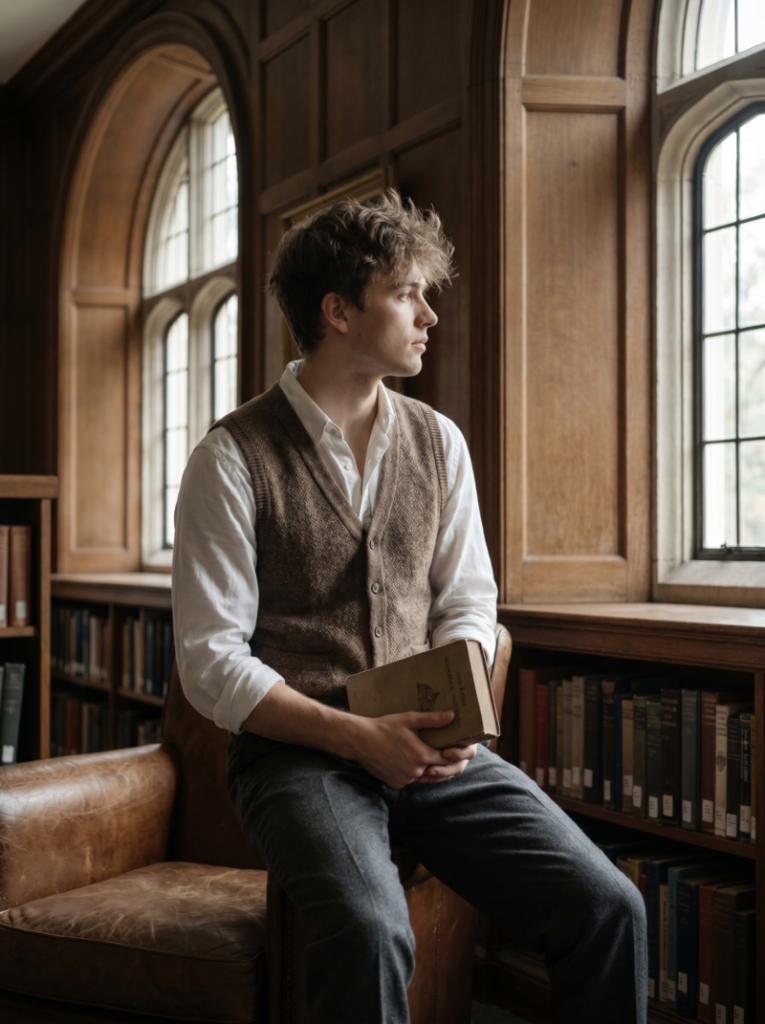 Academic Layered Style-Shirt + knit vest + tailored trousers