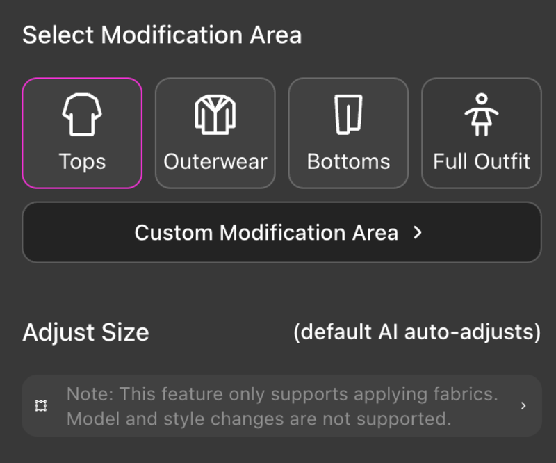 Once both images are uploaded, you can define where the fabric should be applied.