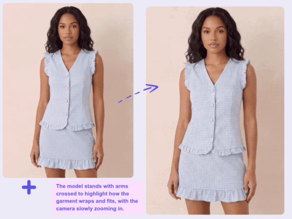 gif image showing a garment animated as an AI fashion video using Fashion Diffusion