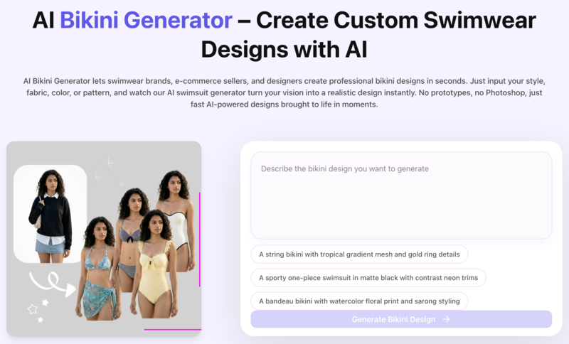 fashion diffusion AI bikini design generator screenshot