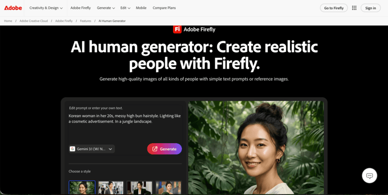 Adobe Firefly's product page.