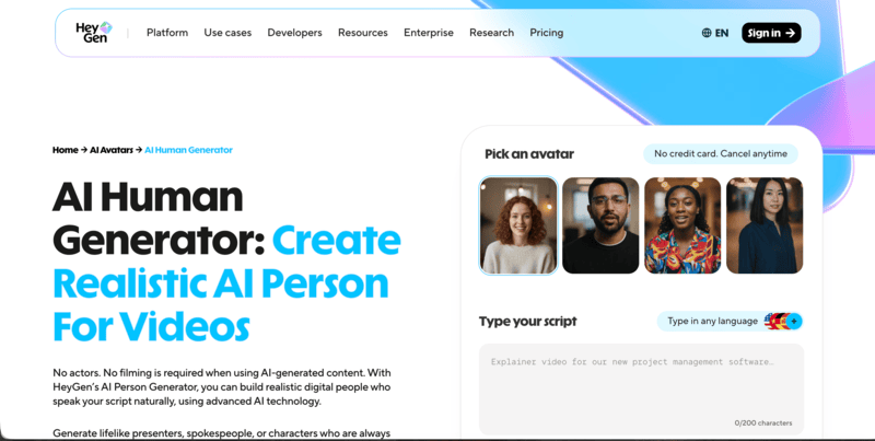 HeyGen's product page.