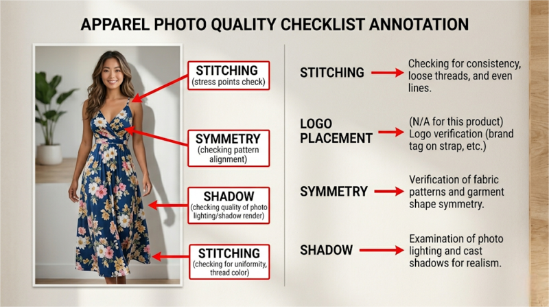 Checklist for checking apparel details in AI-generated ecommerce images