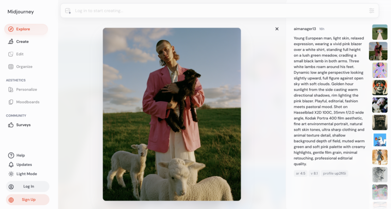 Midjourney is an AI-powered art generator that excels at creating visually striking fashion concepts. 