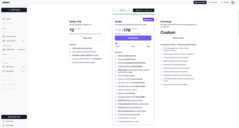 PicJam Pricing