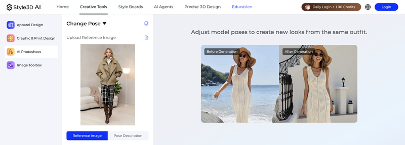 Style3D focuses on precise 3D garment visualization and virtual model control, making it ideal for showing clothing details. 