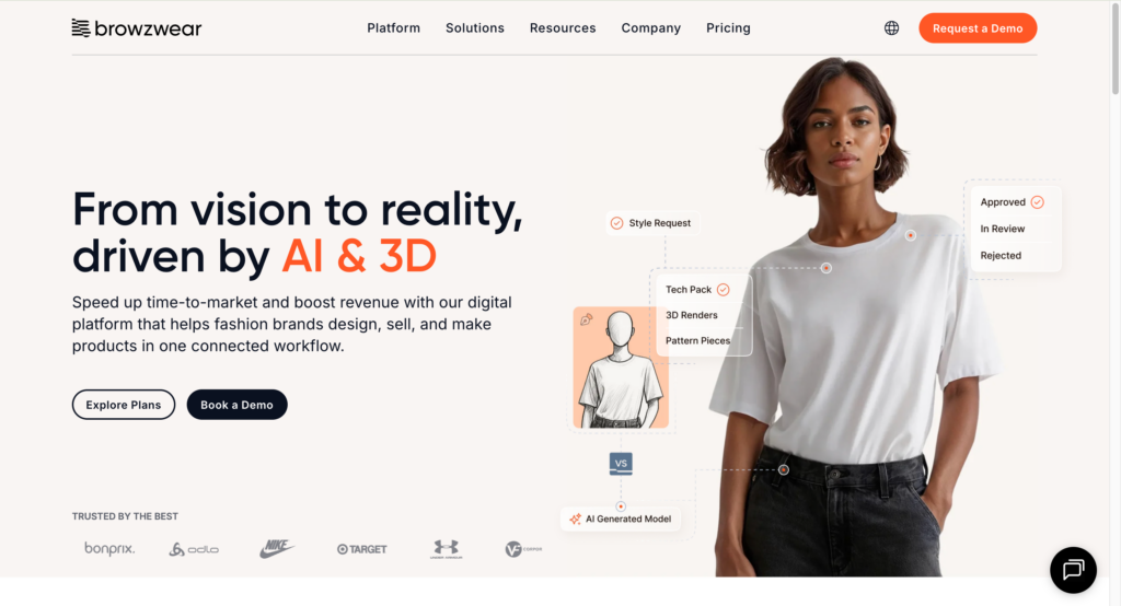 Browzwear 3D fashion design software interface showing fabric simulation