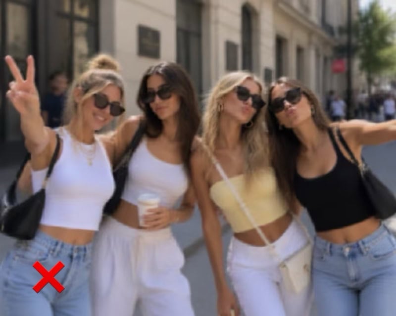 Photos to avoid when changing clothes with AI (sample).