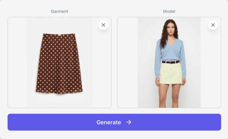 Fashion Diffusion's AI clothes changer tool interface.