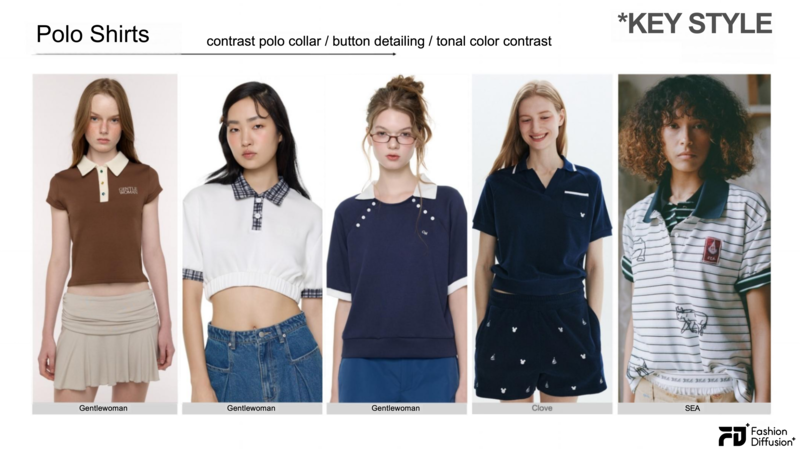 Polo shirt with contrast collar detailing, a key top in the Après Style trend