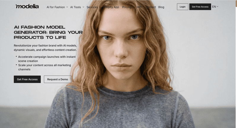 Modelia AI fashion photography tool for generating on-model product images from flat lays and mannequin shots