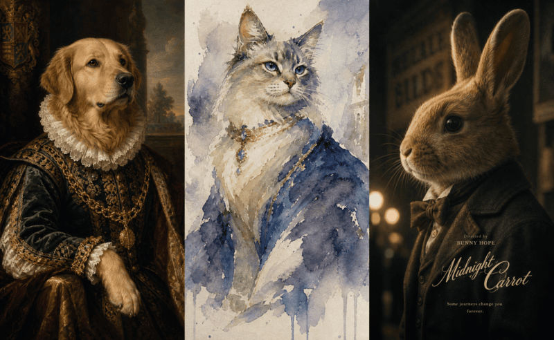 Cover page AI pet portrait generator