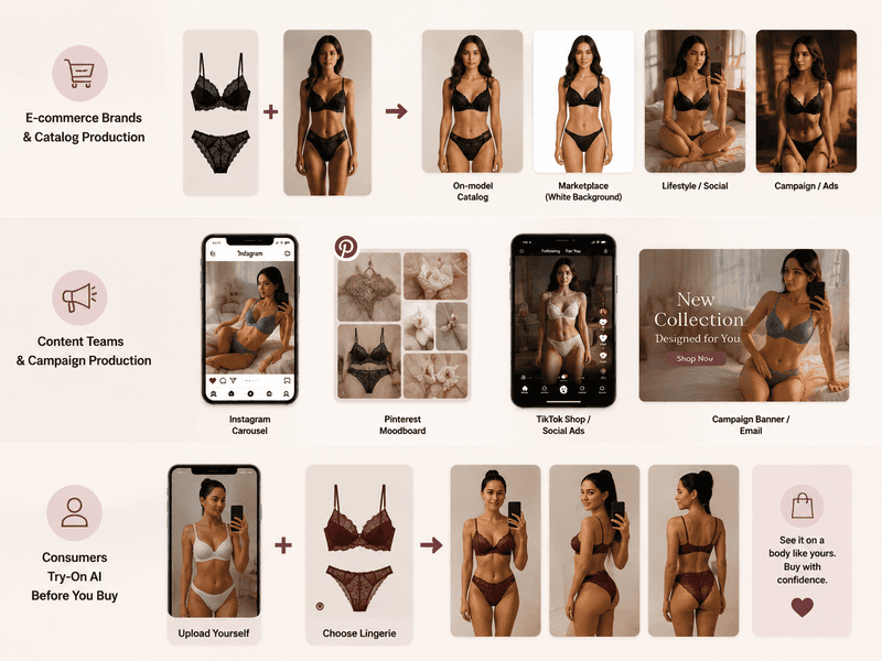 Use cases of the AI lingerie generator tool.