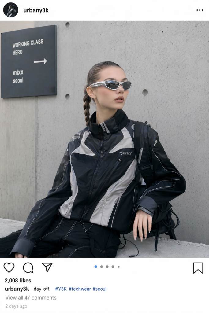 Y3K outfit ideas for content and shoots generated by Fashion Diffusion.