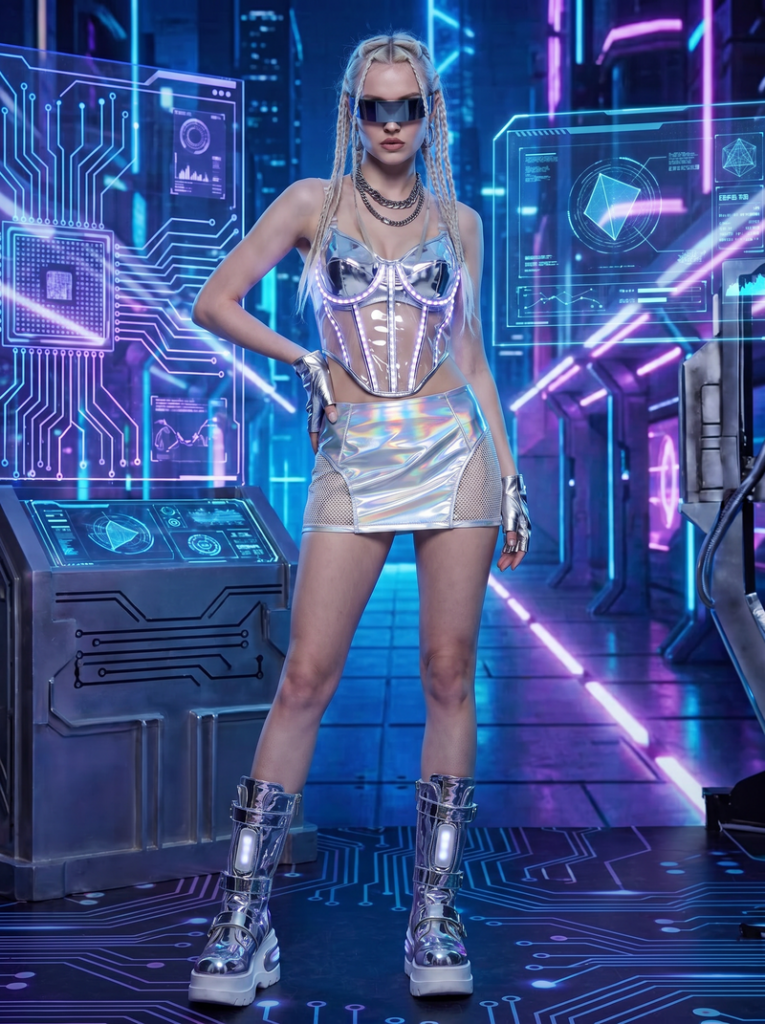 Change a Y3K background using Fashion Diffusion.
