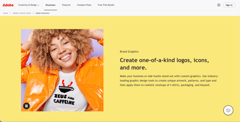Abode Illustrator's home page.
