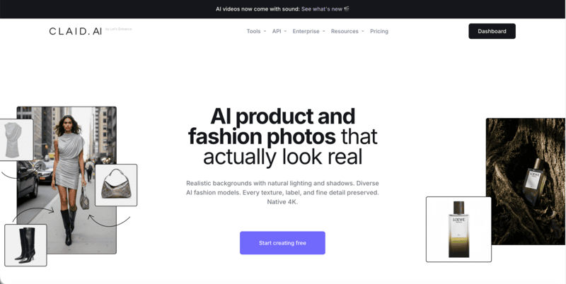 Claid's homepage.