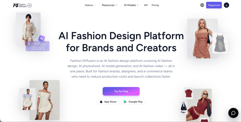 Fashion Diffusion's home page.