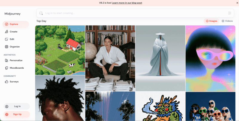 Midjourney's home page.