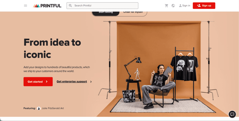 Printful's home page.