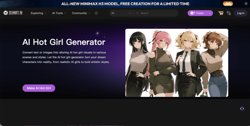 SeeArt's AI hot girl generator interface.