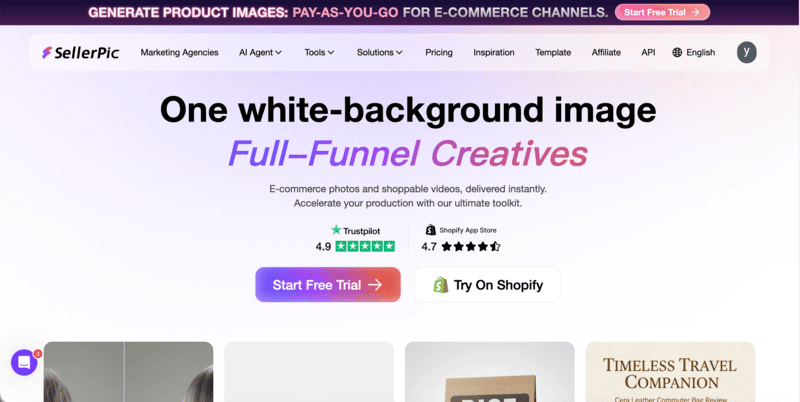 SellerPic's homepage.