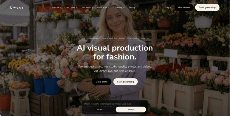 Uwear's homepage.