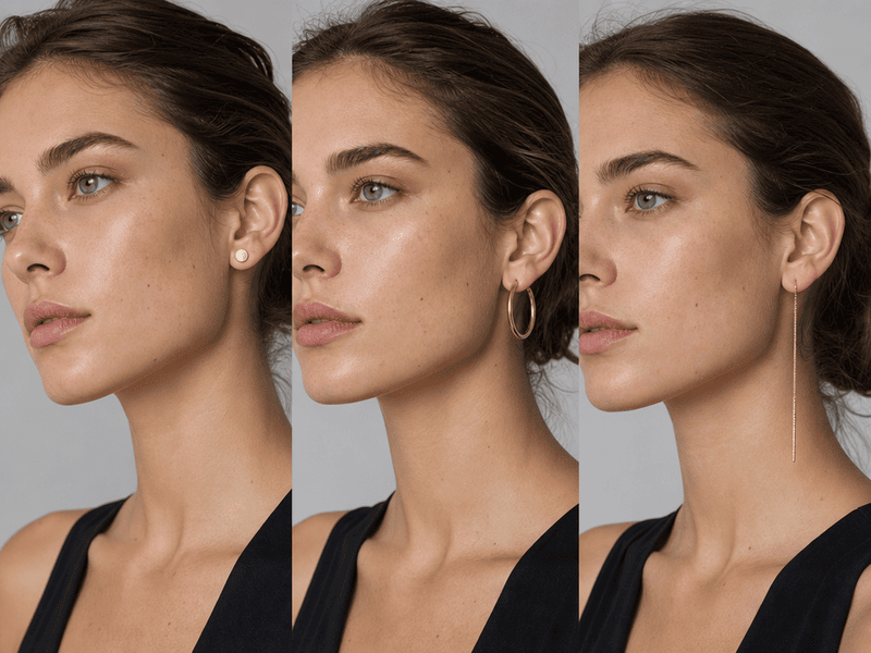 AI earrings try-on comparison.