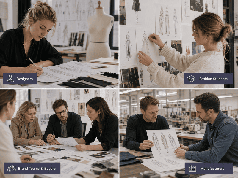 Who uses text to fashion sketch online