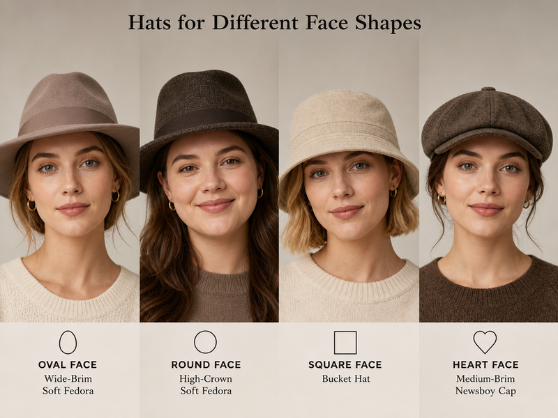 Hats for different face shapes.