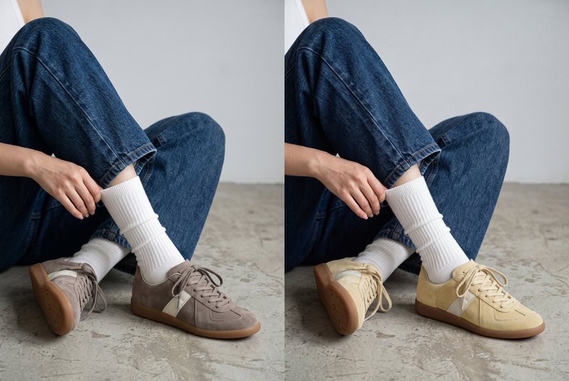 Suede Retro Trainers to Butter Yellow