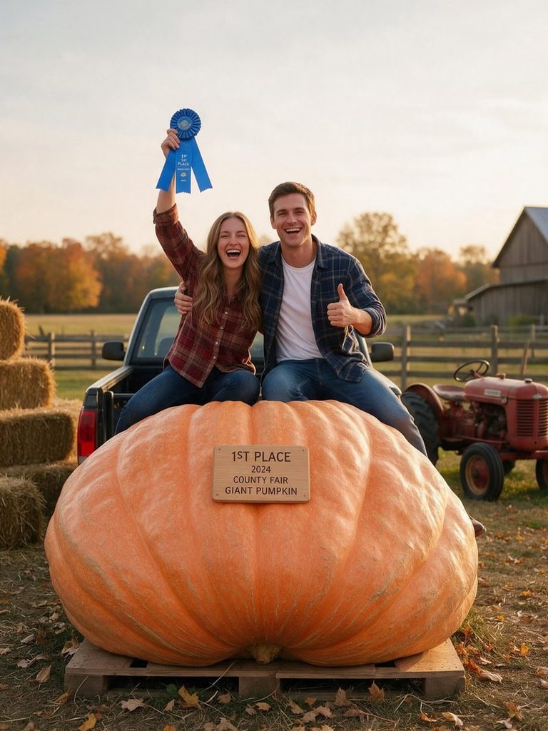 Sitting on a Giant Prize Pumpkin